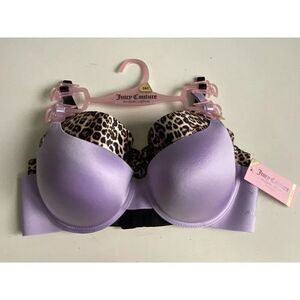 2 Pack Juicy Couture Bra SEXY Push Up JC6965 Lilac Animal Print Sz 38C NEW